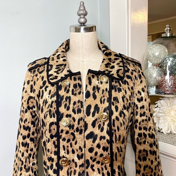White House Black Market Leopard Print Jacket 4 Small - Picture 11 of 16